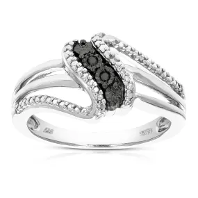 0.02 cttw Black and White Diamond Fashion Ring in .925 Sterling Silver