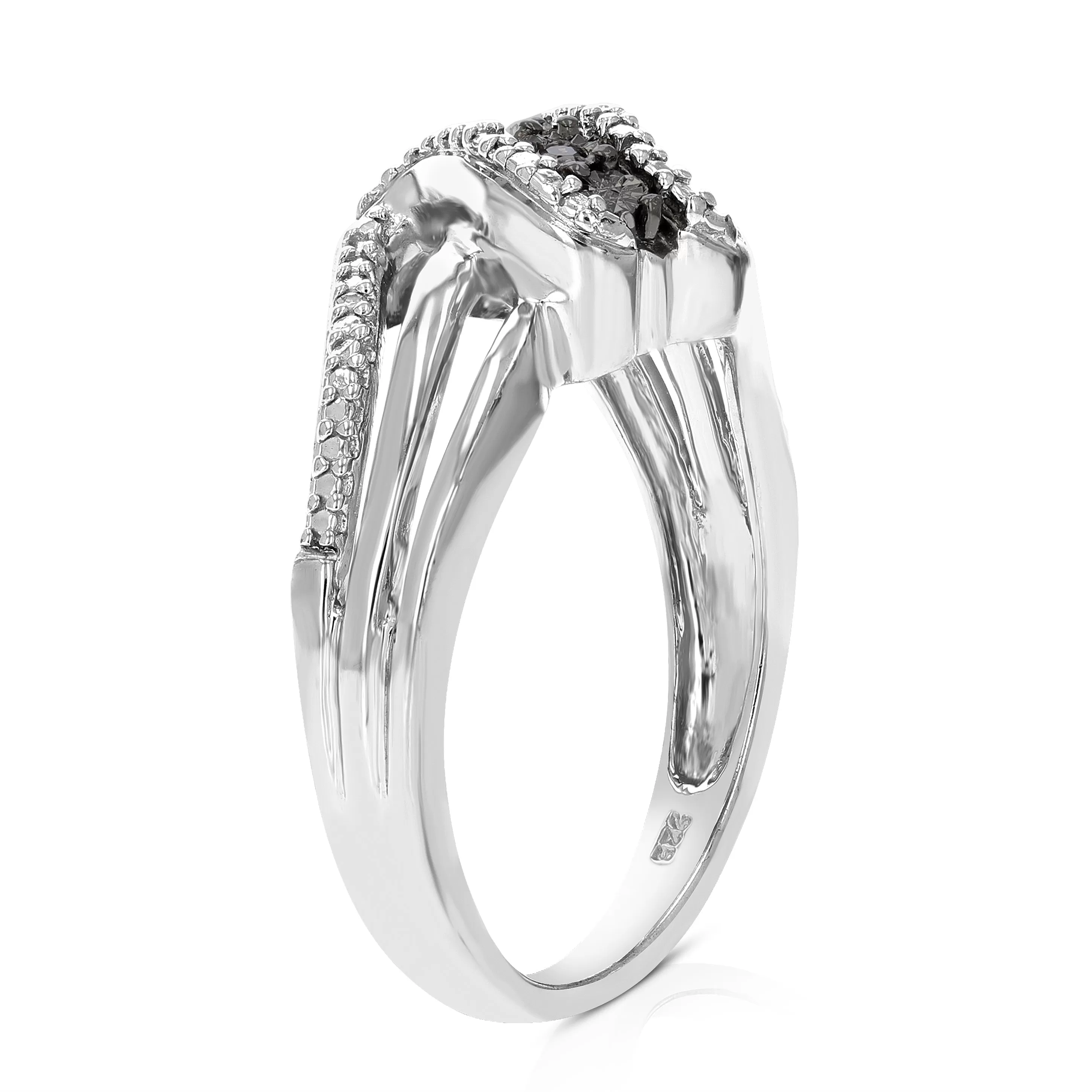 0.02 cttw Black and White Diamond Fashion Ring in .925 Sterling Silver