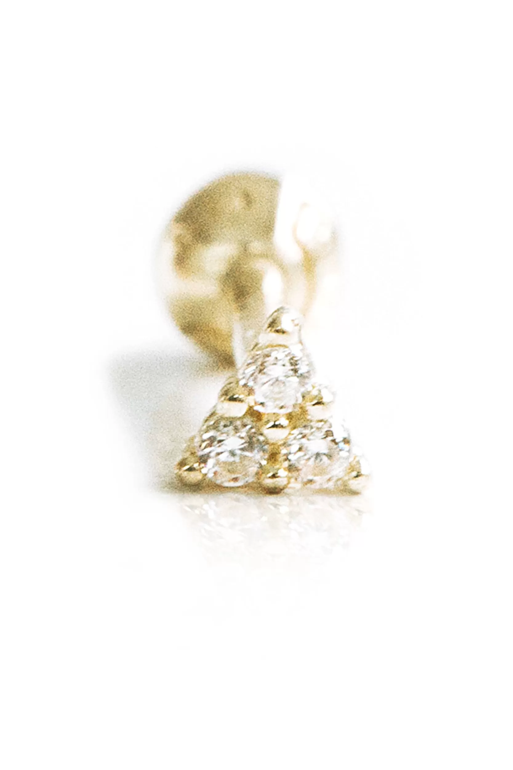 14k Gold Cubic Triangle Pendant Barbell Ear Stud Piercing