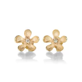 14k Gold Large Flower Studs