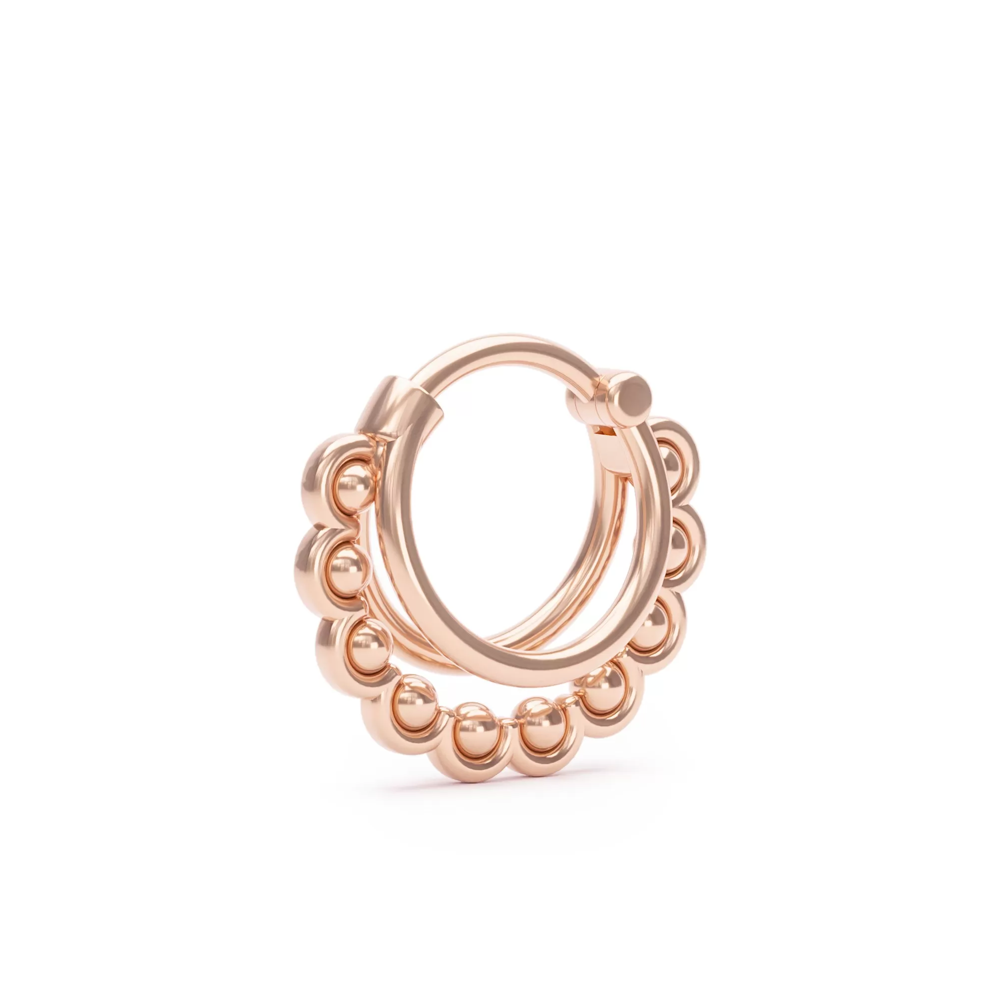 14K Gold Stacked Petal Septum Ring