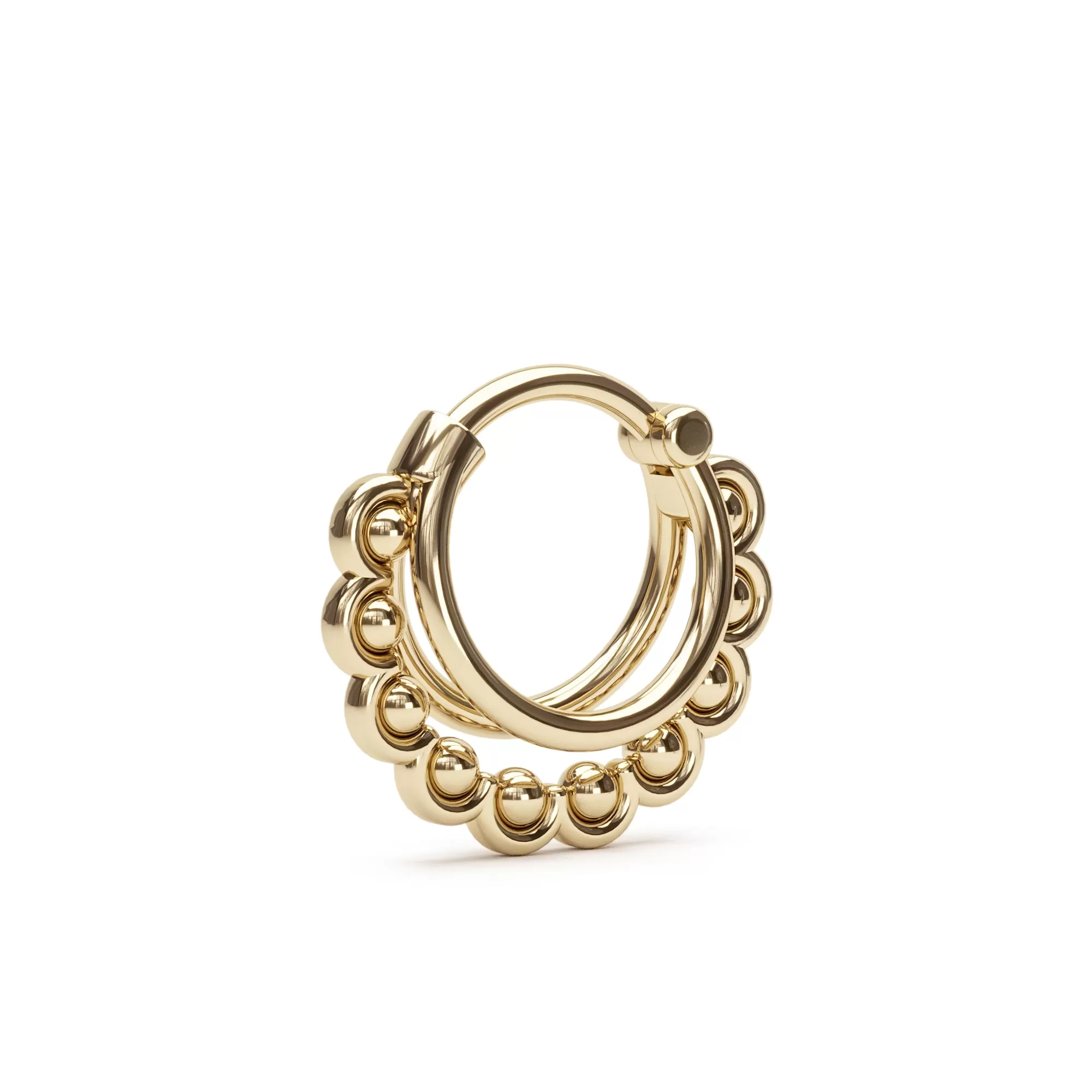 14K Gold Stacked Petal Septum Ring