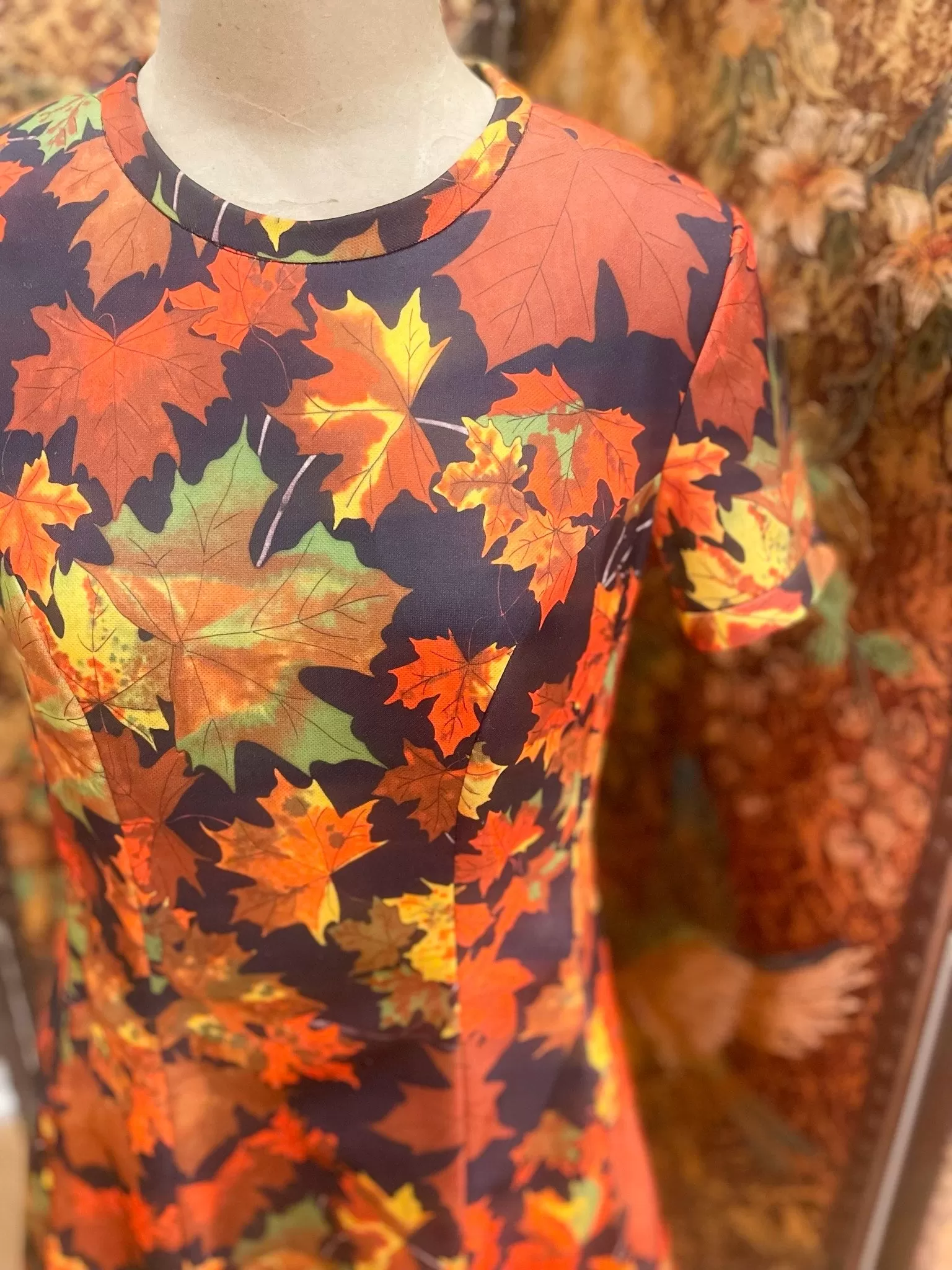 1970s Autumn Leaves Dress