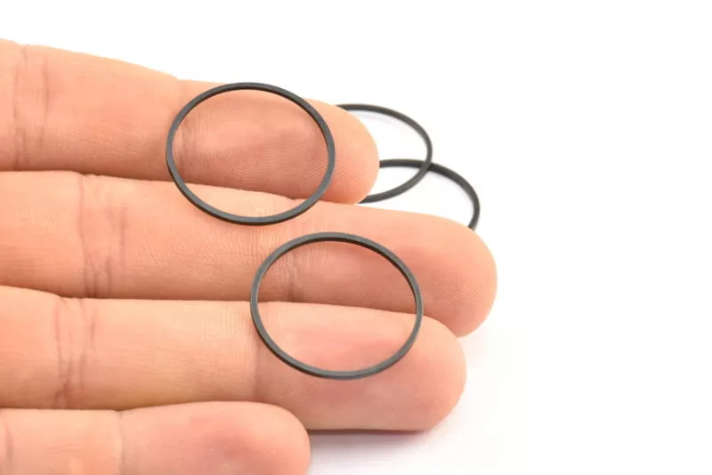 24mm Black Rings, 24 Oxidized Brass Black Circle Connectors (24mm) Bs 1092 S199