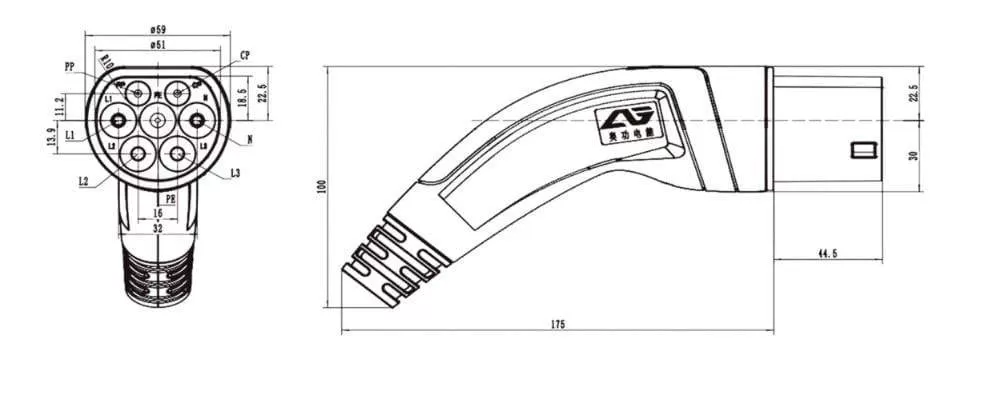 32A 22KW Type 2 to Type 2 EV Charging Cable IEC 62196-2 EV Charger Type 2 EV Cable 3 Phase for Electric Vehicle Charging Station