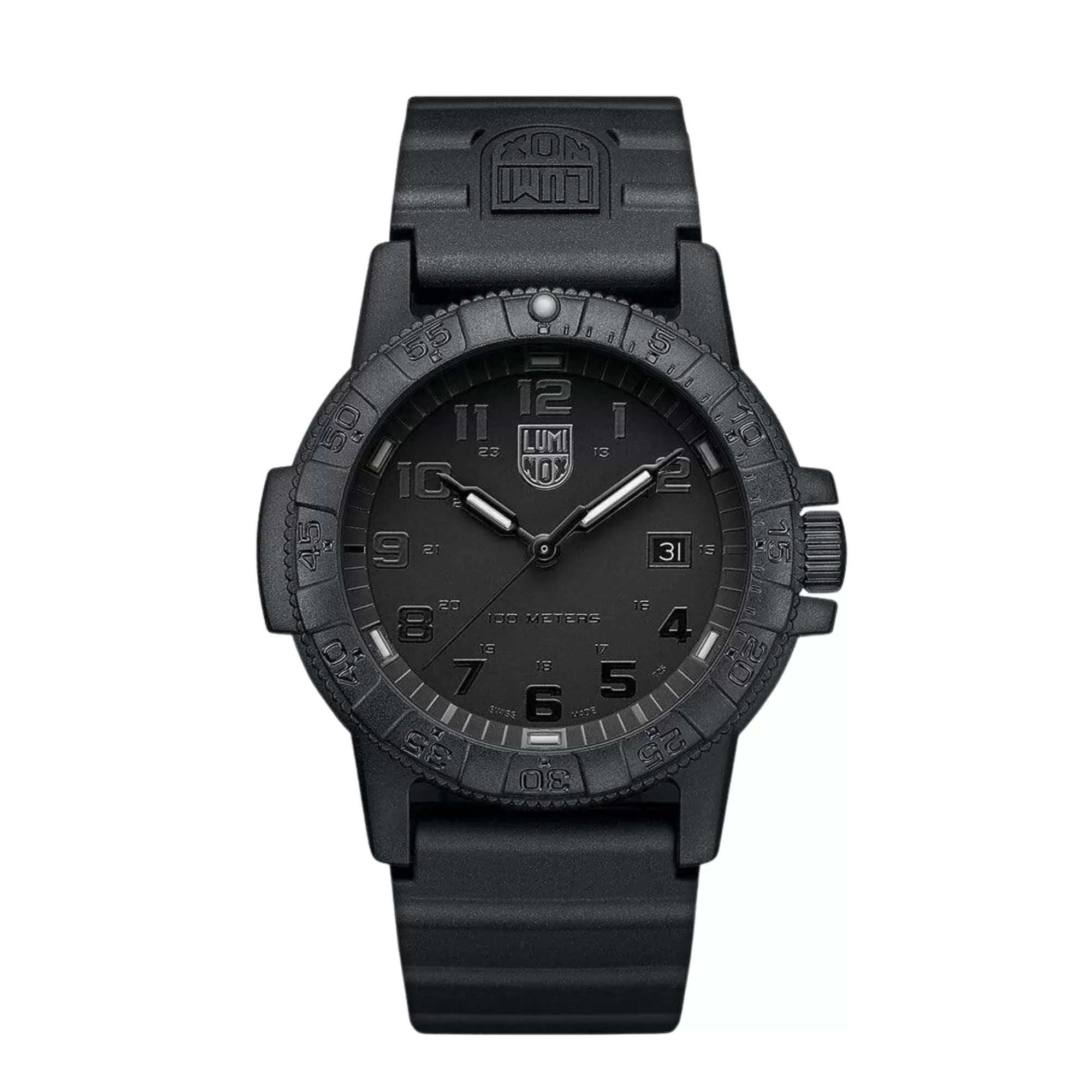 44MM LUMINOX LEATHERBACK SEA TURTLE GIANT QUARTZ WATCH WITH BLACK-OUT DATE DIAL