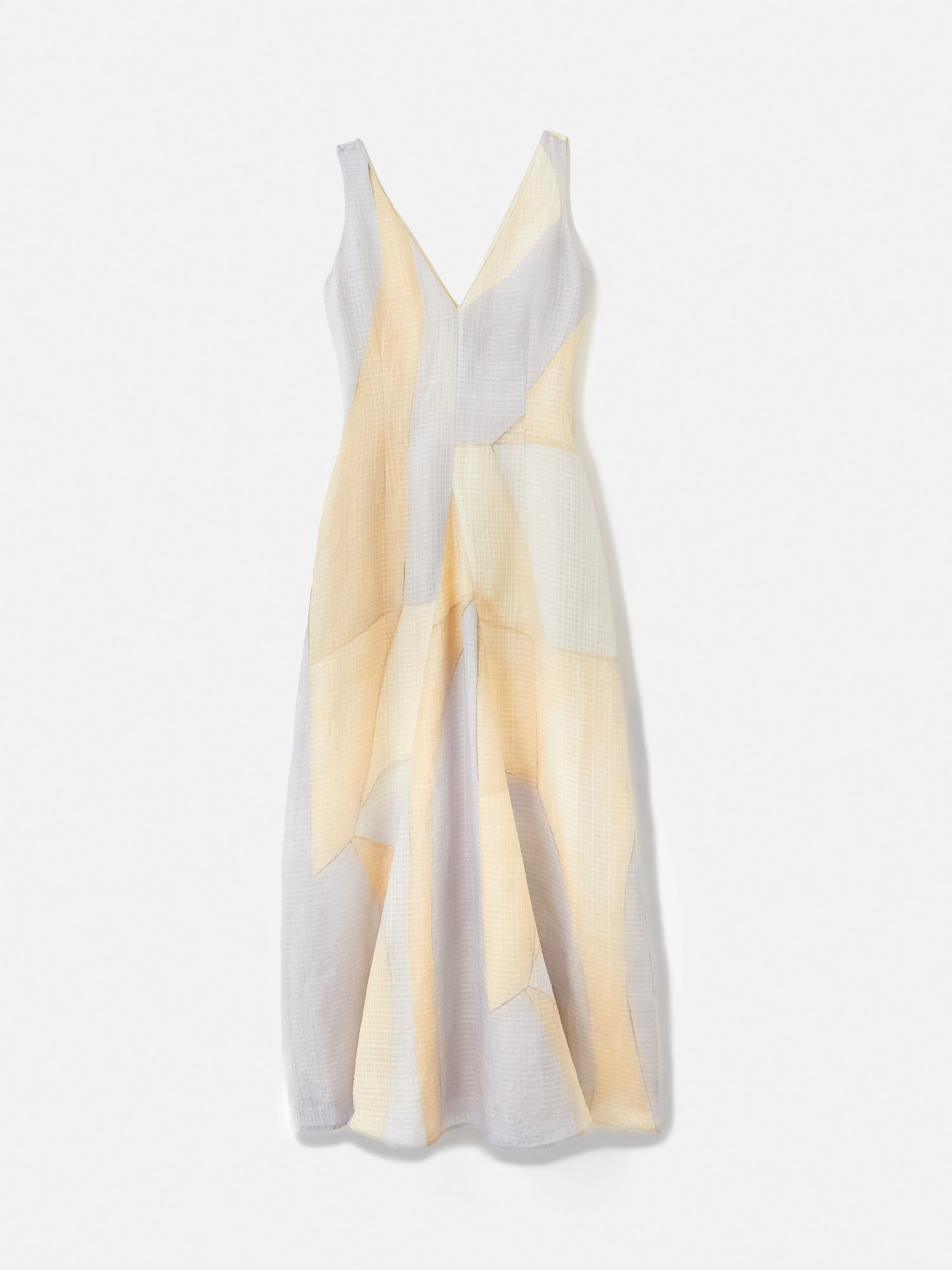 Abstract Silk Linen Gauze Dress | Blue