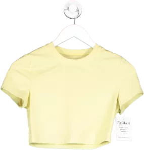 Adanola Yellow Short Sleeve Crop Top UK M