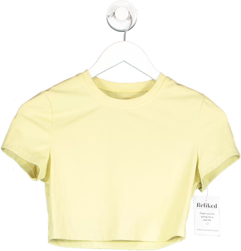 Adanola Yellow Short Sleeve Crop Top UK M