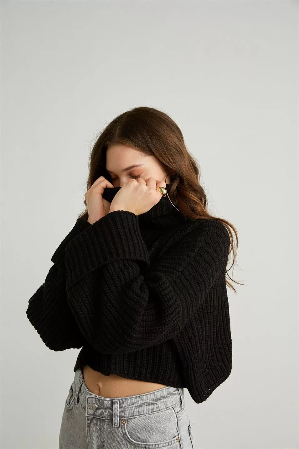 Aquarius Crop Strickpullover Black