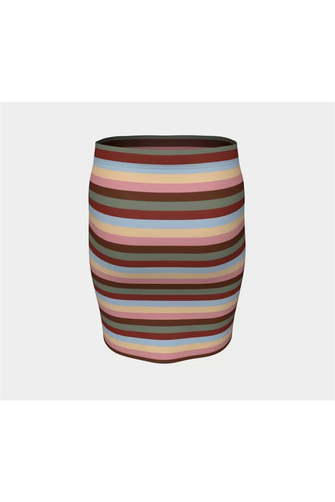 Autumn Striped Fitted Skirt