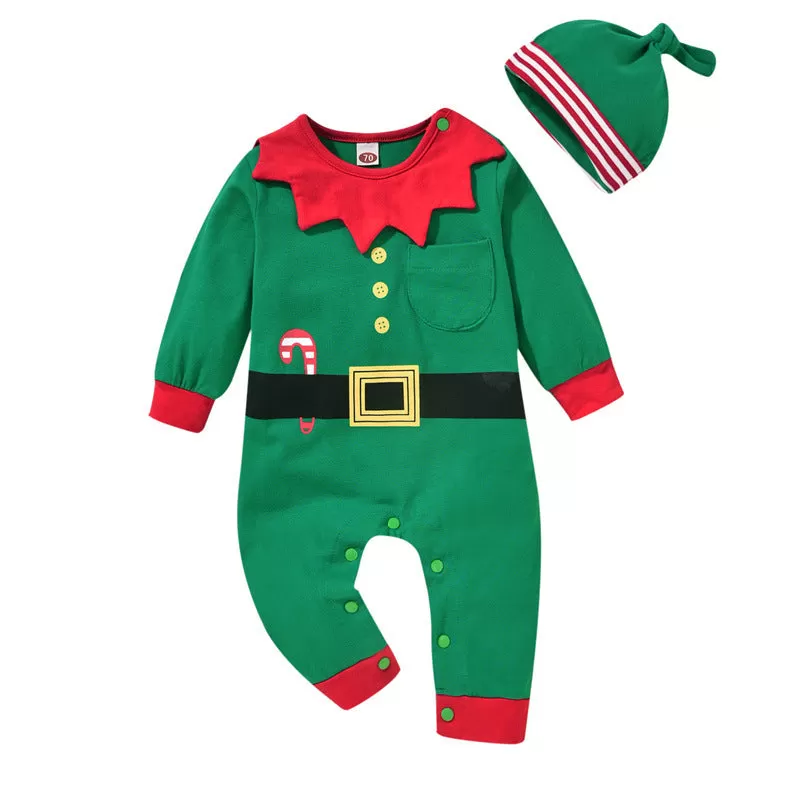 Baby Boys Green Jumpsuit Christmas Elf Suit