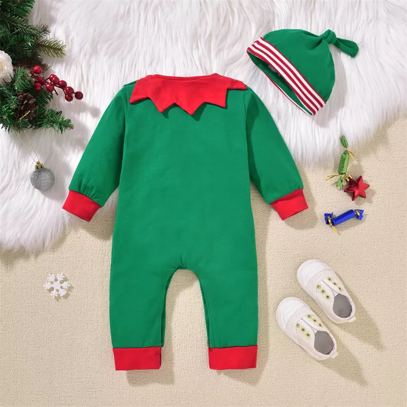 Baby Boys Green Jumpsuit Christmas Elf Suit