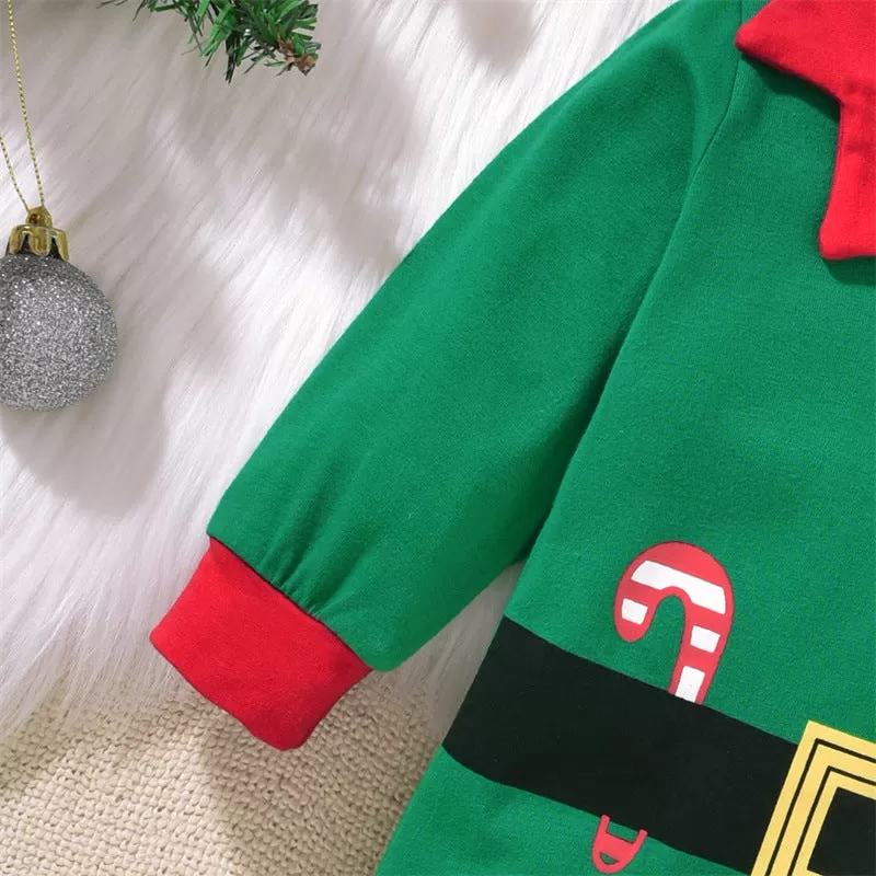 Baby Boys Green Jumpsuit Christmas Elf Suit