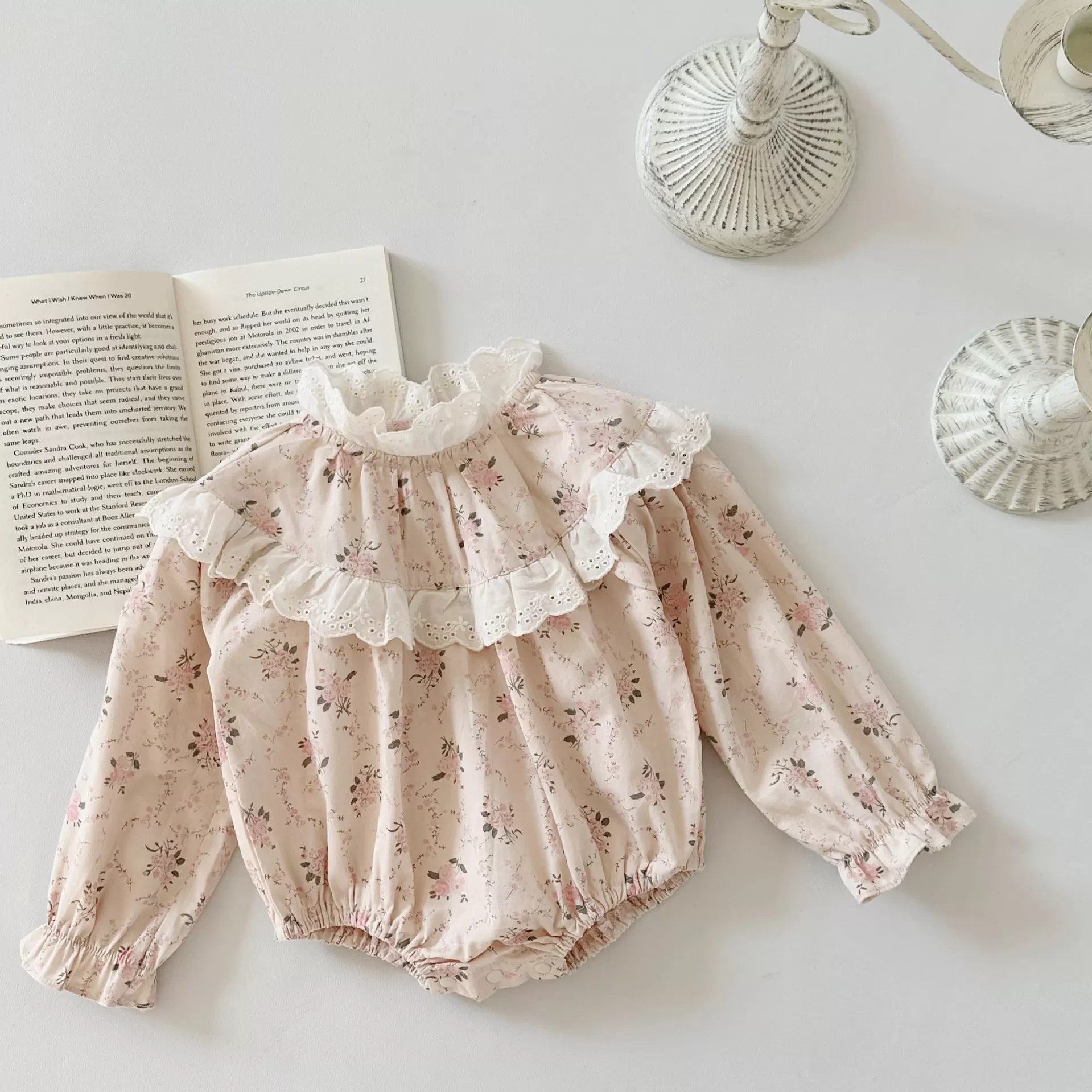 Baby Girls Flower Print Rompers Wholesale 24030198