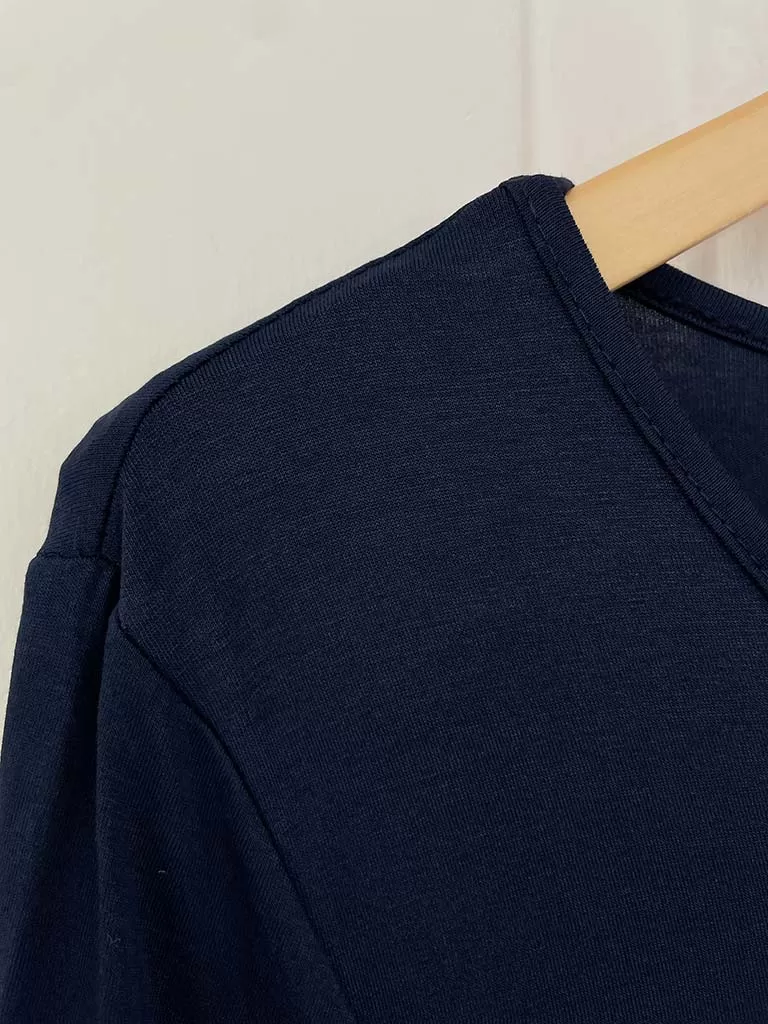 Basic 3/4 Sleeve Layering Dress - Navy