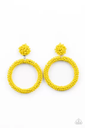 Be All You Can BEAD Yellow Seed Bead Earrings - Paparazzi Accessories