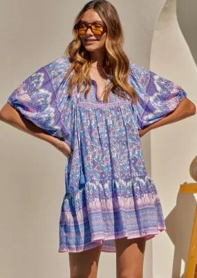 Blue Flamingo Print Mini Dress Alice