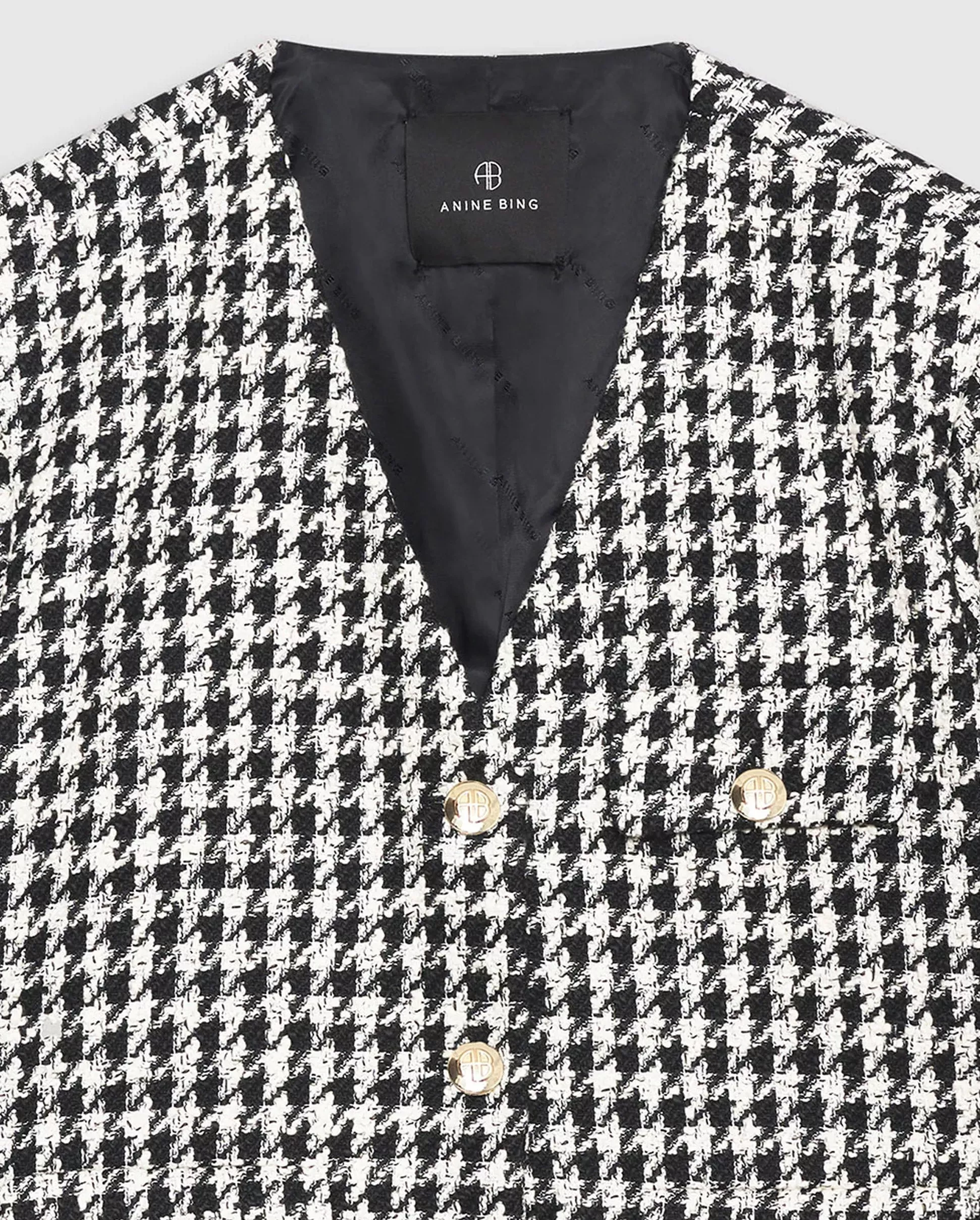 CARA JACKET / CREAM AND BLACK HOUNDSTOOTH