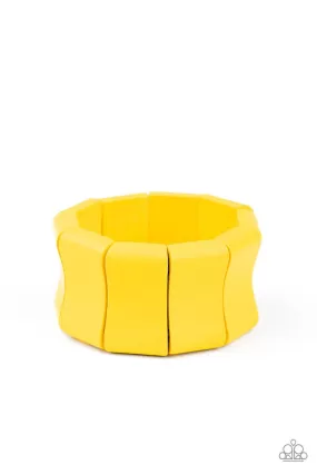 Caribbean Couture Yellow Wood Bracelet - Paparazzi Accessories