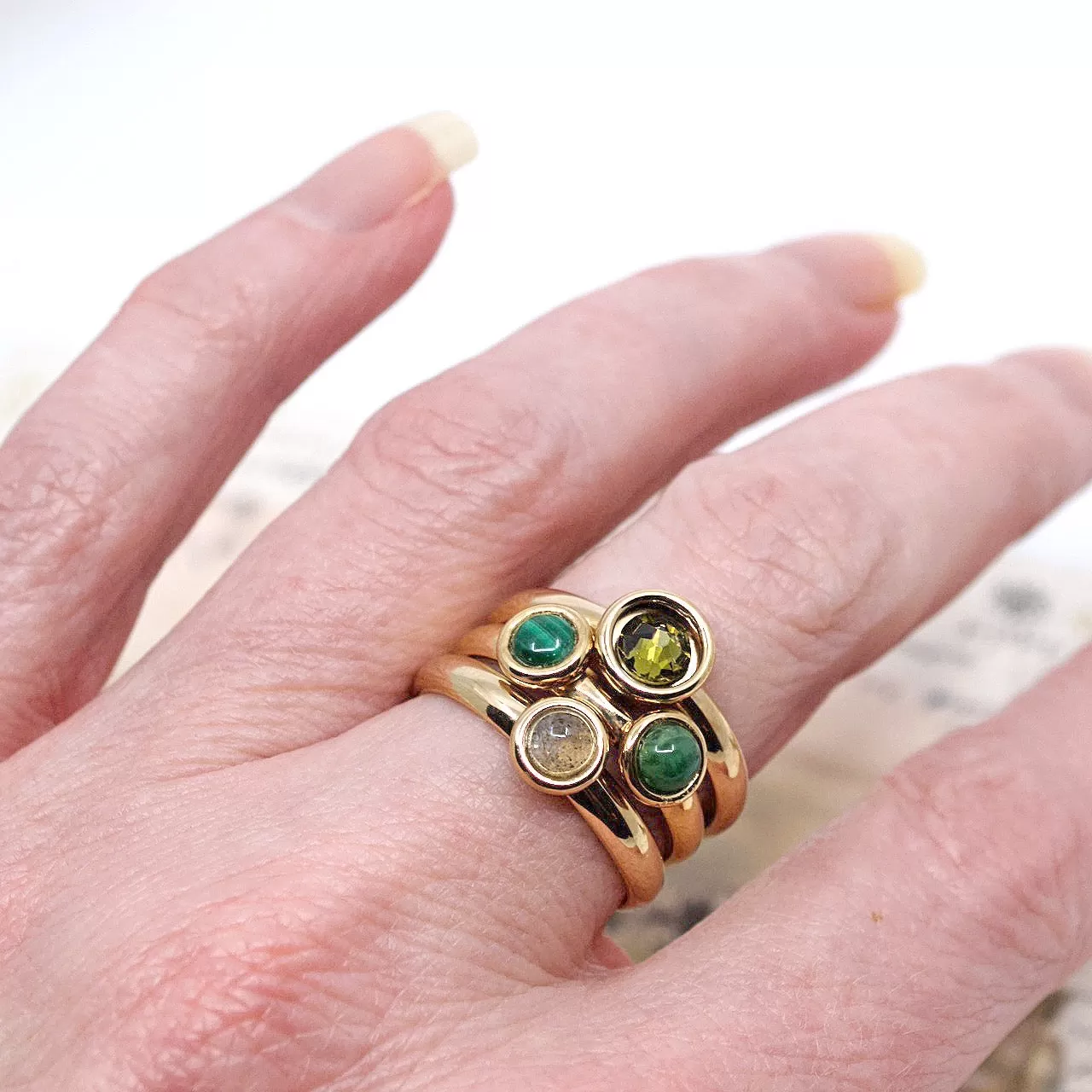 Chic Malachite Adjustable Cocktail Ring by Satellite Paris