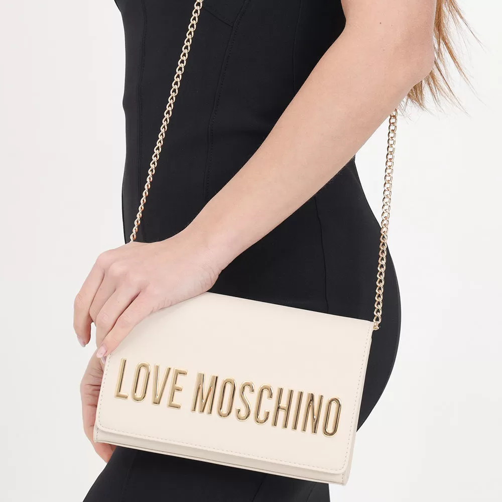 Clutch Donna con Tracolla LOVE MOSCHINO linea Smart Daily Maxi Lettering Avorio