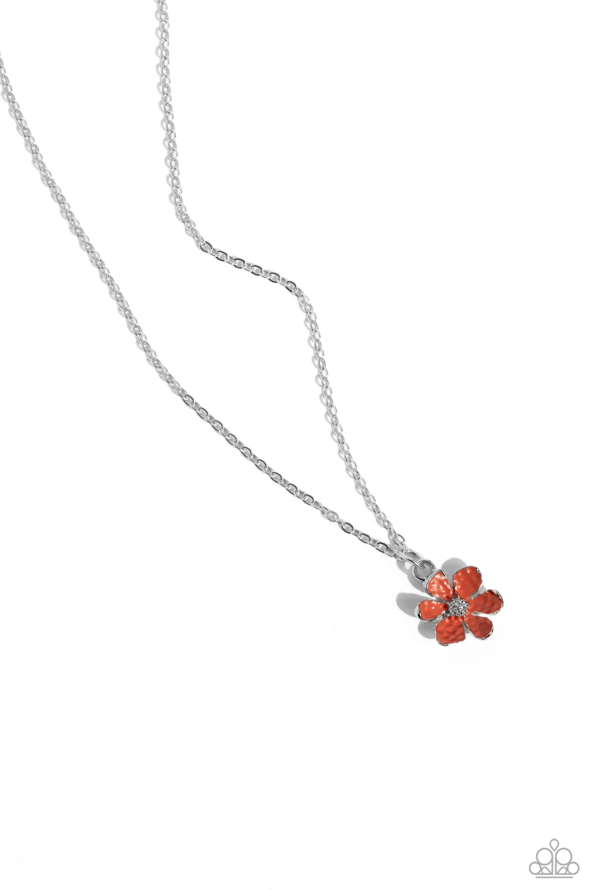 Cottage Retreat Orange Flower Necklace - Paparazzi Accessories