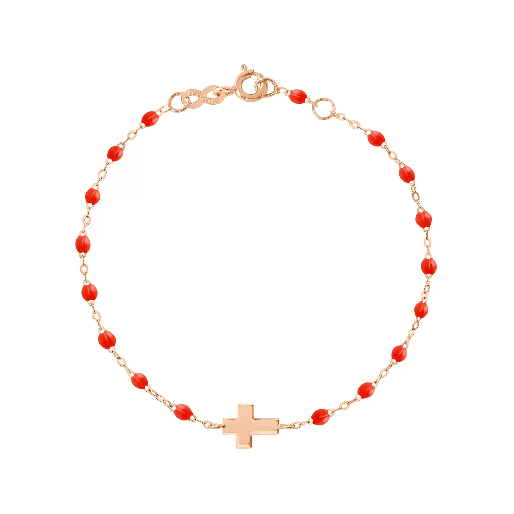 Cross Charm Classic Gigi Coral bracelet, Rose Gold, 6.7"