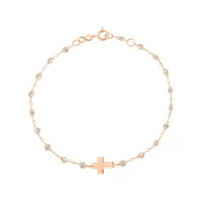 Cross Charm Classic Gigi Sparkle bracelet, Rose Gold, 6.7"