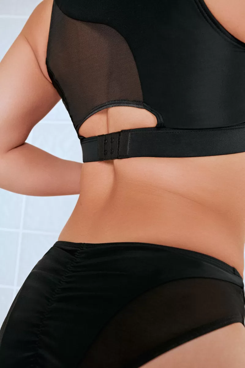 CXIX Silhouette High Waist Bottoms - Black with Black Mesh