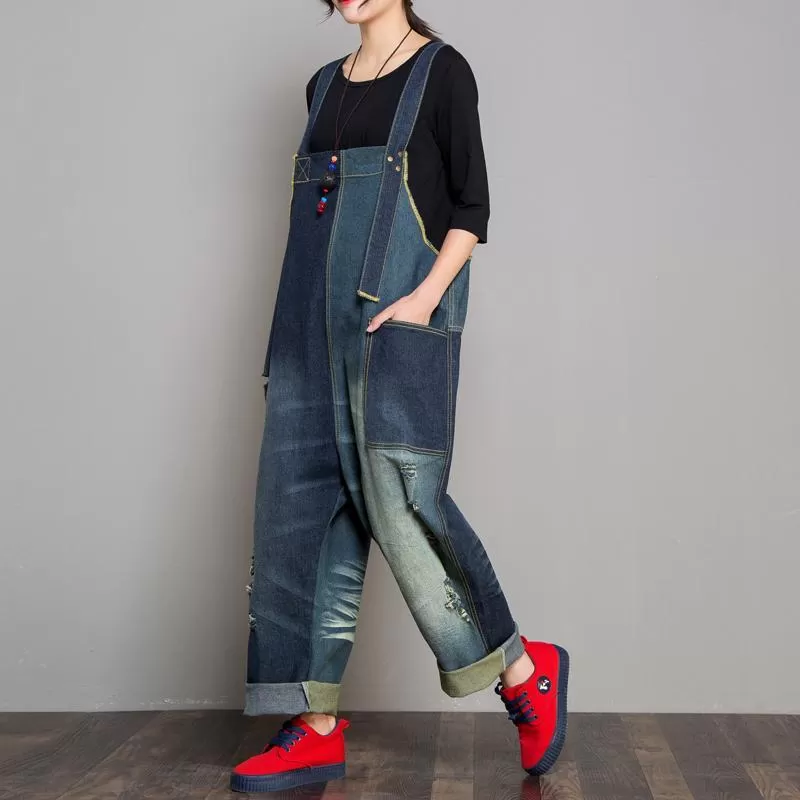 Denim Autumn Retro Matching Jumpsuit