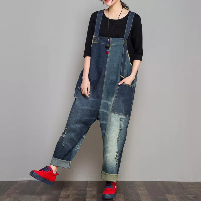 Denim Autumn Retro Matching Jumpsuit