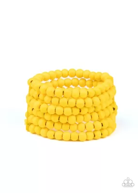 Diving in Maldives Yellow Wood Bracelet - Paparazzi Accessories