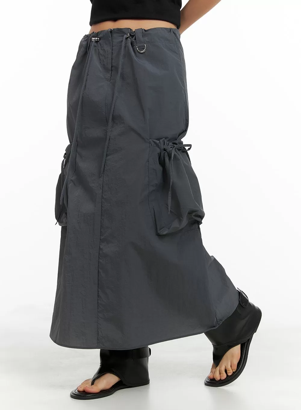 Drawstring Cargo Maxi Skirt CM422