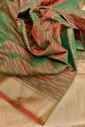 Dual Tone Maroon & Green Color Tanchoi Jamewar Saree