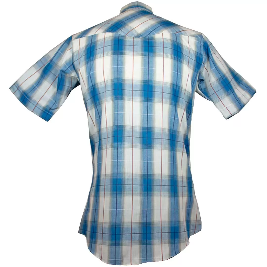 Ely Cattleman Men's Short Sleeve Windowpane Plaid Snap Shirt