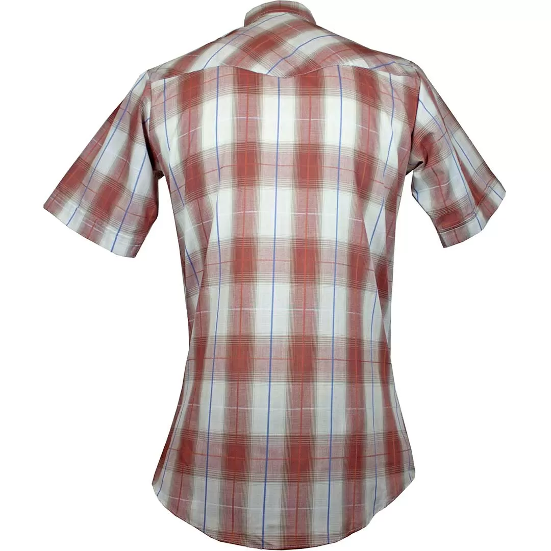 Ely Cattleman Men's Short Sleeve Windowpane Plaid Snap Shirt