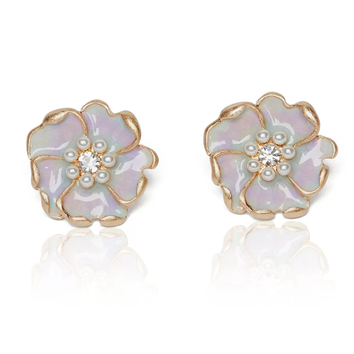 Enamel flower stud earrings