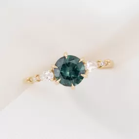 Estel Fleur Petal Ring 1.3ct Blue Green Montana Sapphire, 14k Yellow Gold (One of a kind)