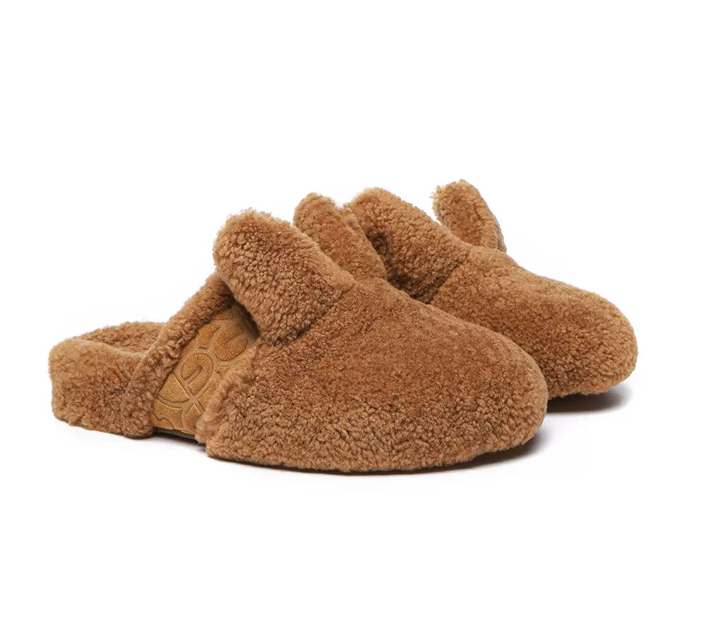 EVERAU Sheepskin Wool Slippers Women Fluffy Bunny