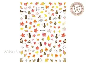 Fall Hedgehog Nail Art Sticker - 1 pc (WG349)