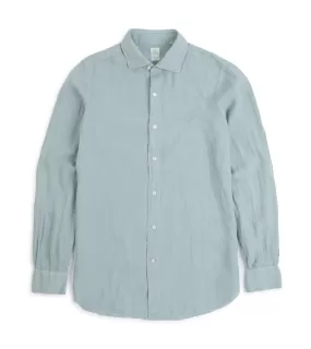 Finamore Gaeta Linen Luigi Sport Shirt: Green