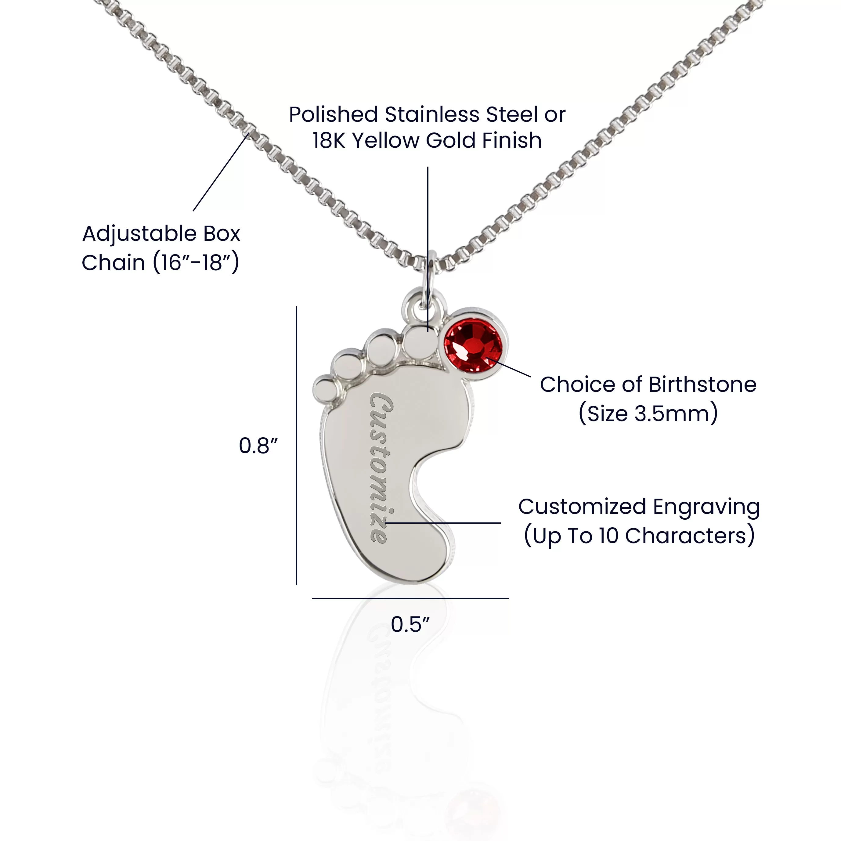 First Mother's Day Gift From the Bump Baby Feet Necklace with Birthstone