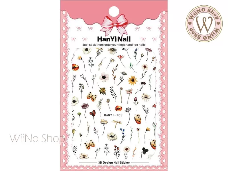 Flower Botanical Adhesive Nail Art Sticker - 1 pc (HY-703)