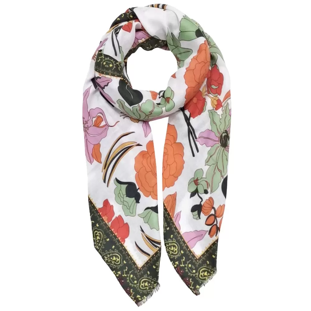 Flower Printed Oblong Scarf