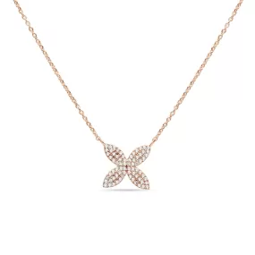 Four Petal Diamond Pavé Flower Necklace