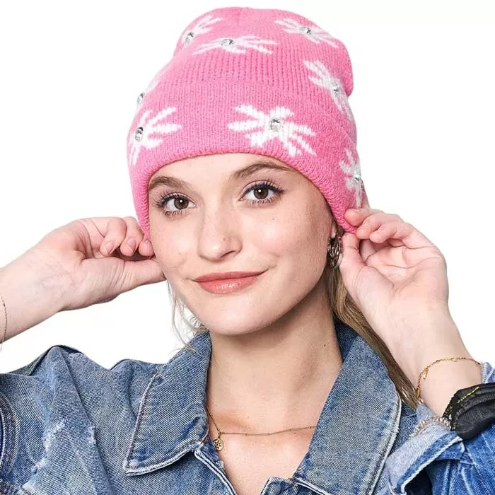 Gem Flower Beanie Hat