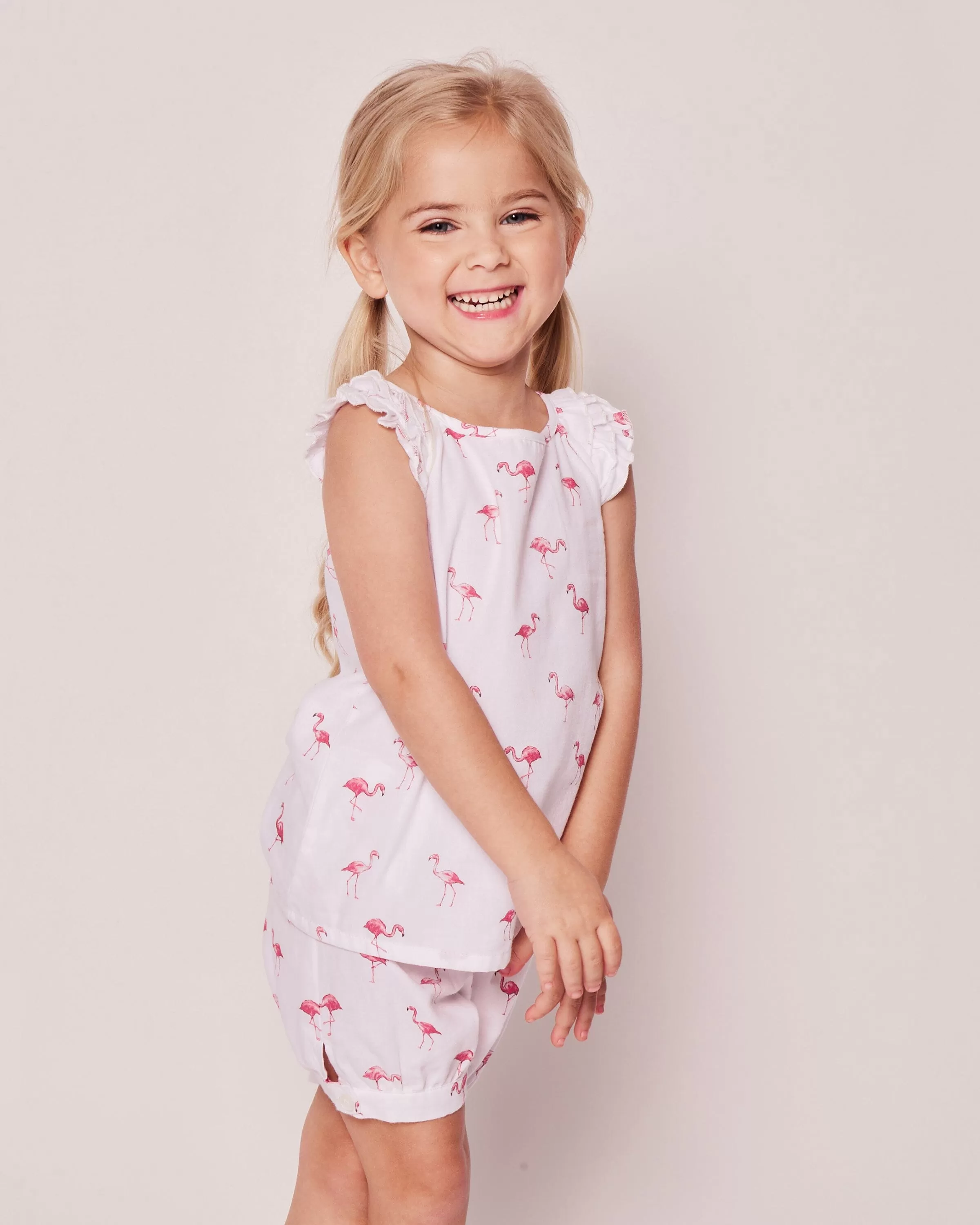 Girl's Twill Amelie Short Set | Flamingos