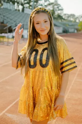 Gold & Black Jersey Sequin Dress