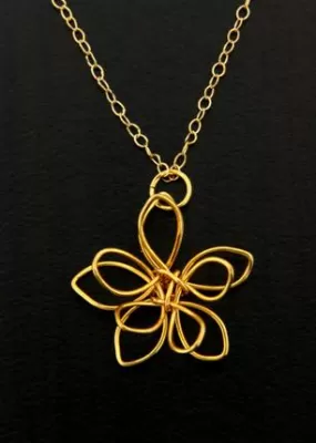 Golden Wire Flower Necklace